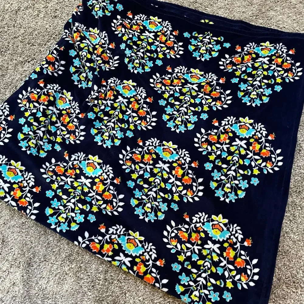 Vera Bradley Chandelier Floral Plush Throw Blanket 50x80 XL Fleece Blue Boho
